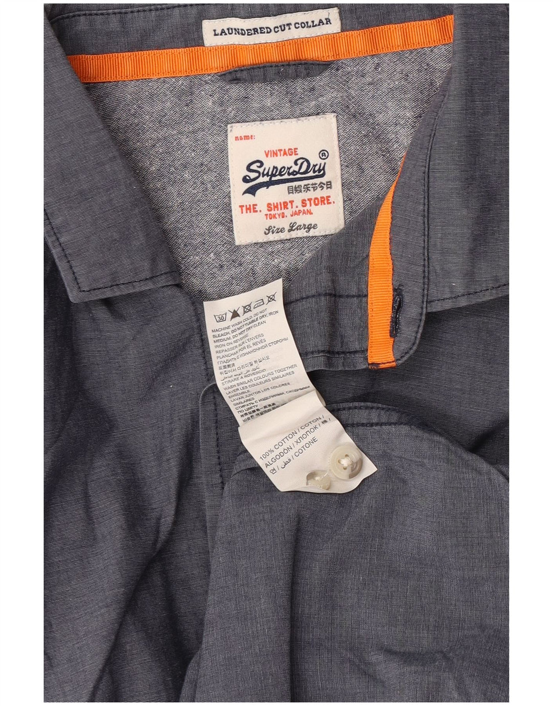 Superdry Mens Shirt Large Grey Cotton