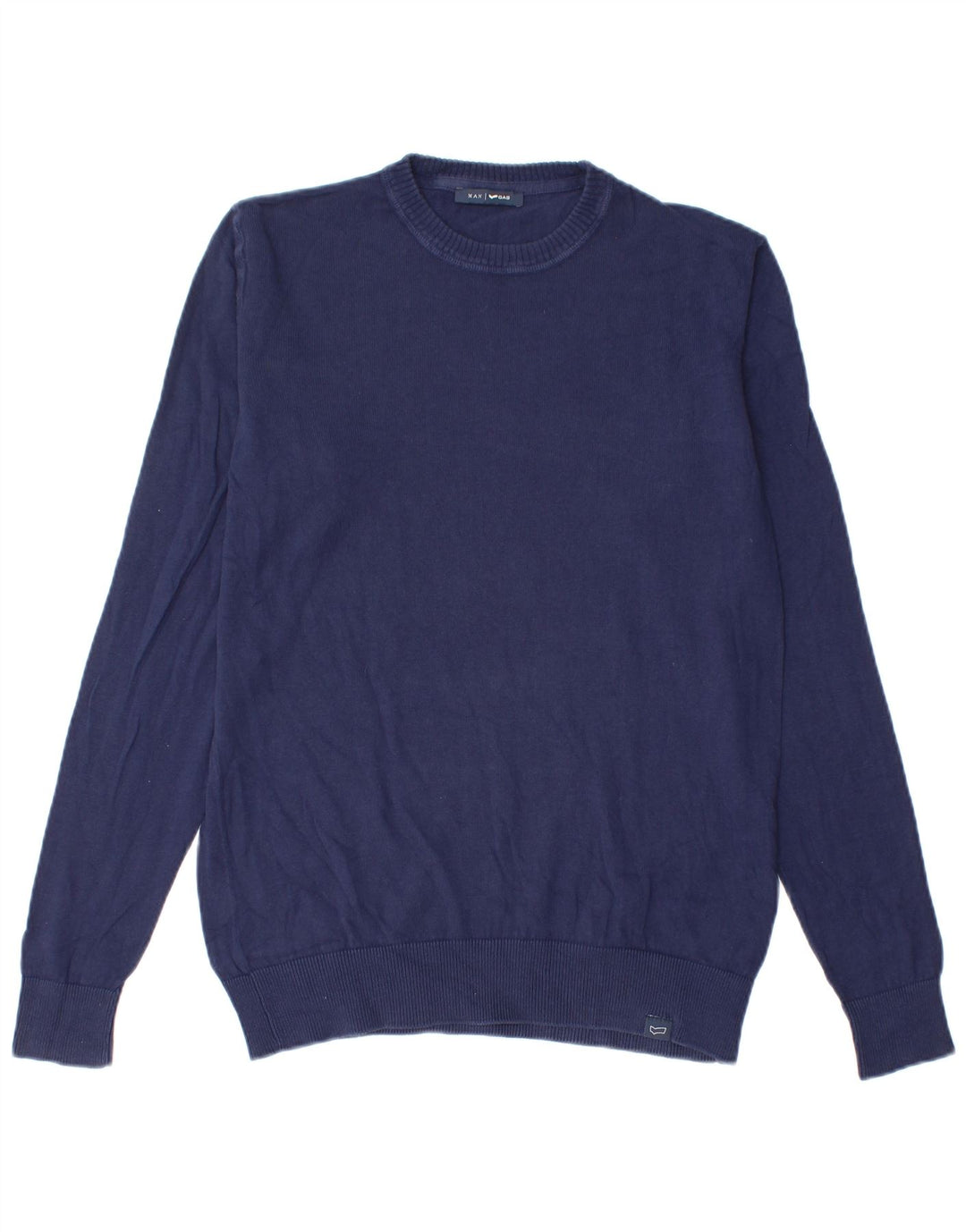 Gas Mens Crew Neck Jumper Sweater Medium Navy Blue Cotton
