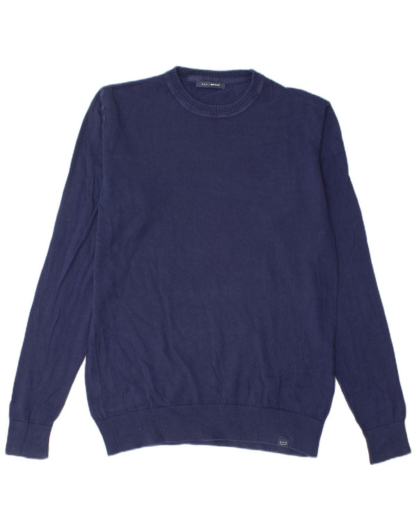 Gas Mens Crew Neck Jumper Sweater Medium Navy Blue Cotton