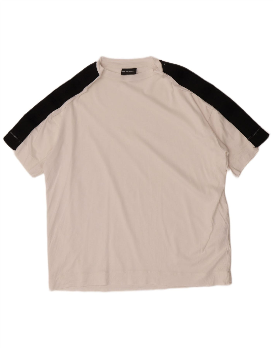 Emporio Armani Mens T-Shirt Top Medium White Colourblock Lyocell