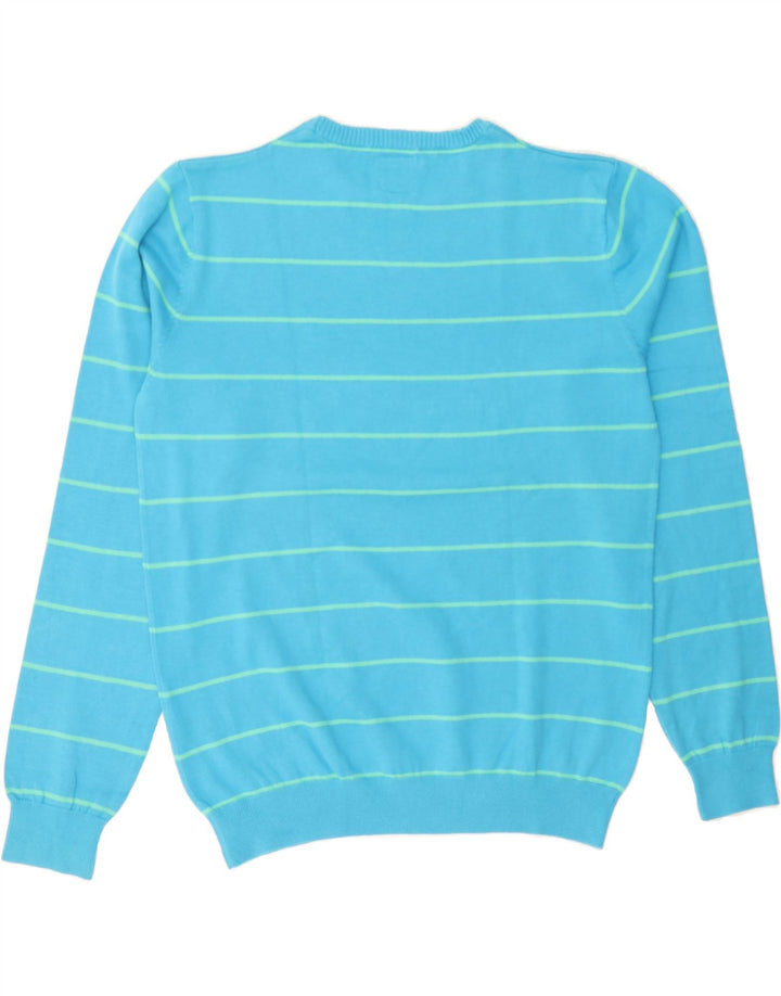 JACK & JONES Mens Crew Neck Jumper Sweater Large Blue Striped Cotton Vintage Jack & Jones and Second-Hand Jack & Jones from Messina Hembry 