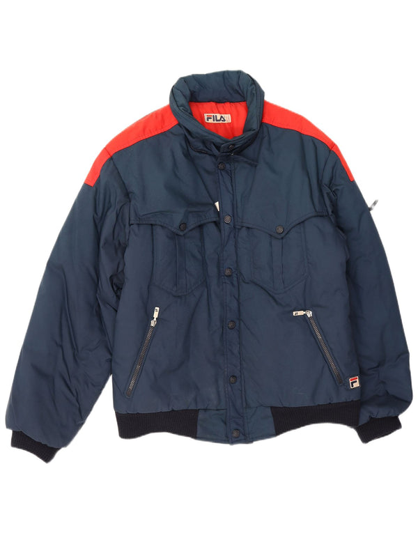 Fila Mens Padded Jacket IT 52 XL Navy Blue Colourblock Polyamide