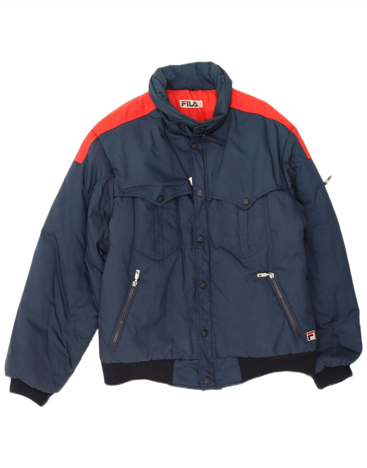 Fila Mens Padded Jacket IT 52 XL Navy Blue Colourblock Polyamide