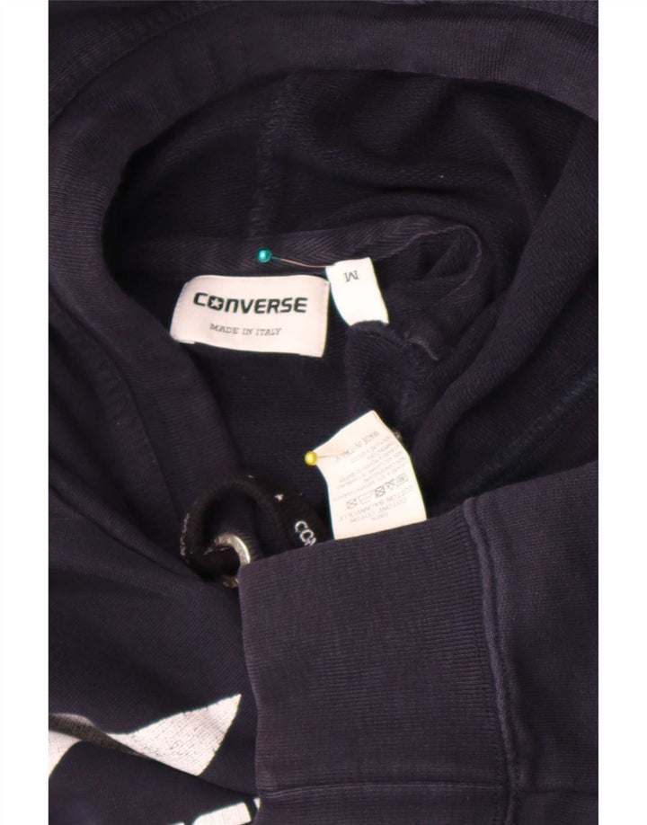 Converse Mens Graphic Hoodie Jumper Medium Navy Blue Cotton
