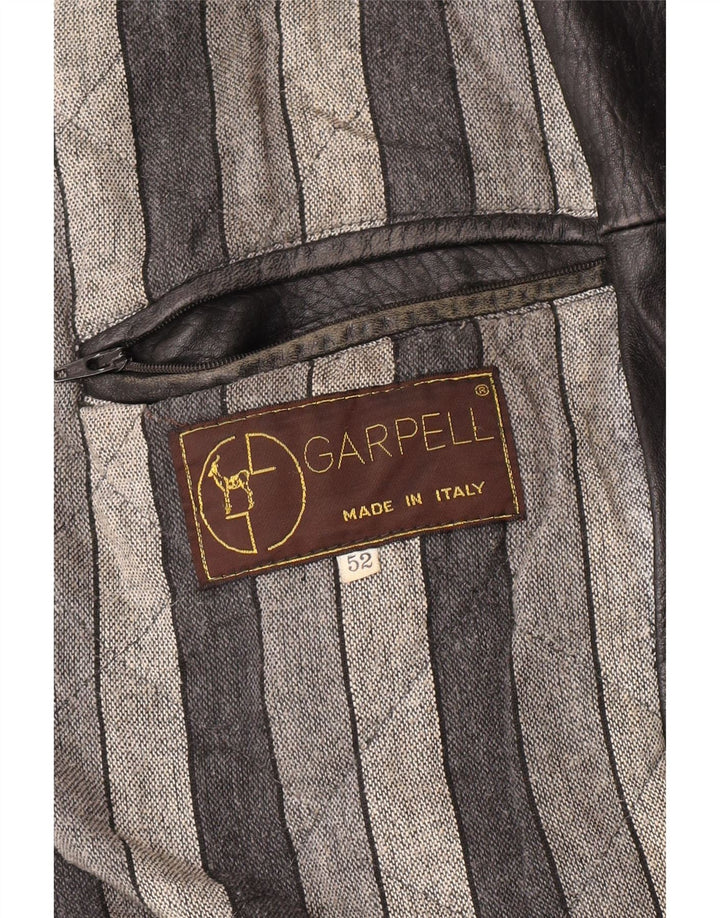 Vintage Womens Leather Jacket IT 52 2XL Black Leather