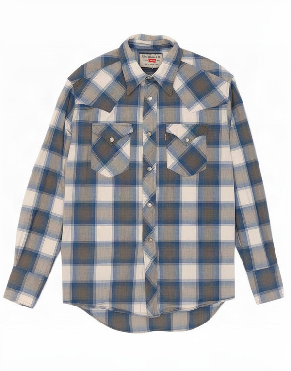Levi's Mens Shirt Medium Blue Check Cotton