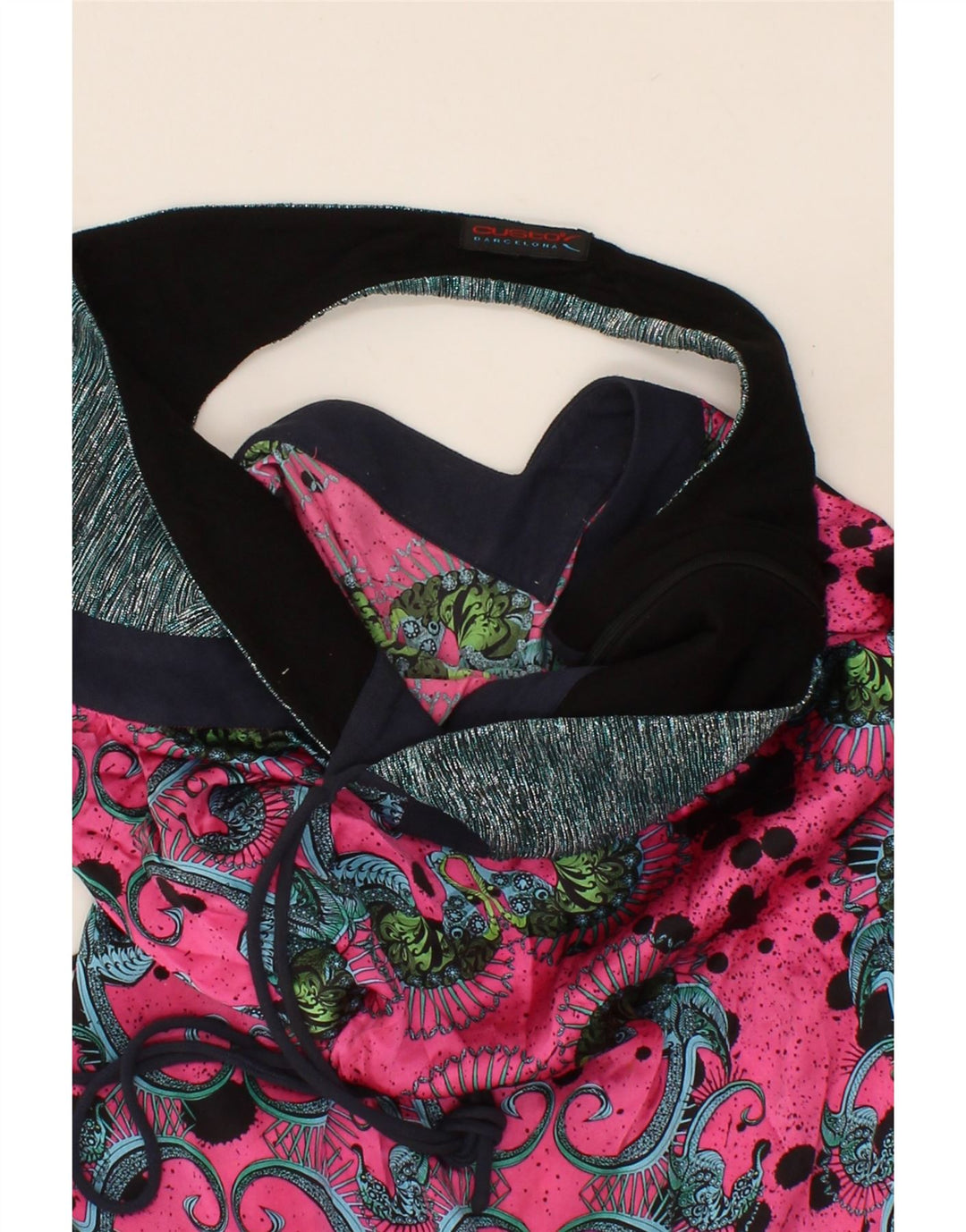 CUSTO BARCELONA Womens Abstract Pattern Halter Dress UK 8 Small Pink Vintage Custo Barcelona and Second-Hand Custo Barcelona from Messina Hembry 