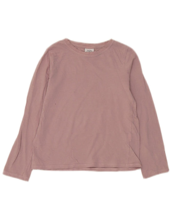 Zara Girls Top Long Sleeve 8-9 Years Pink Cotton