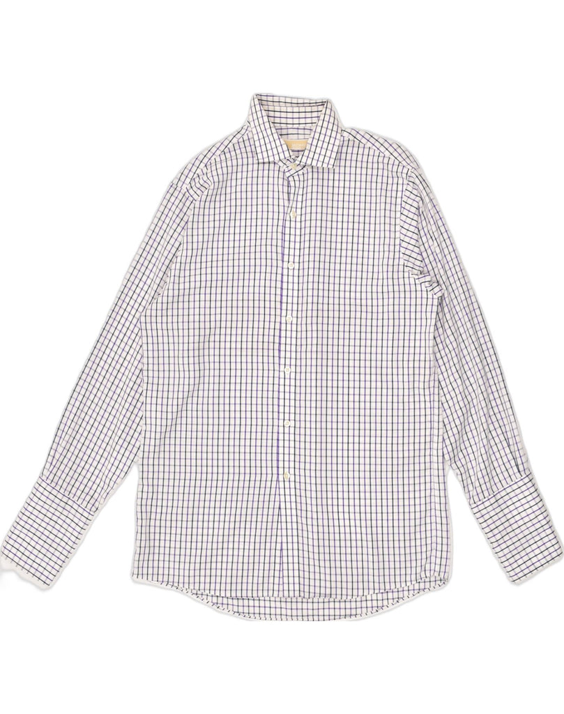 MICHAEL KORS Mens Formal Shirt Size 15 1/2 Medium White Check Cotton | Vintage Michael Kors | Thrift | Second-Hand Michael Kors | Used Clothing | Messina Hembry 