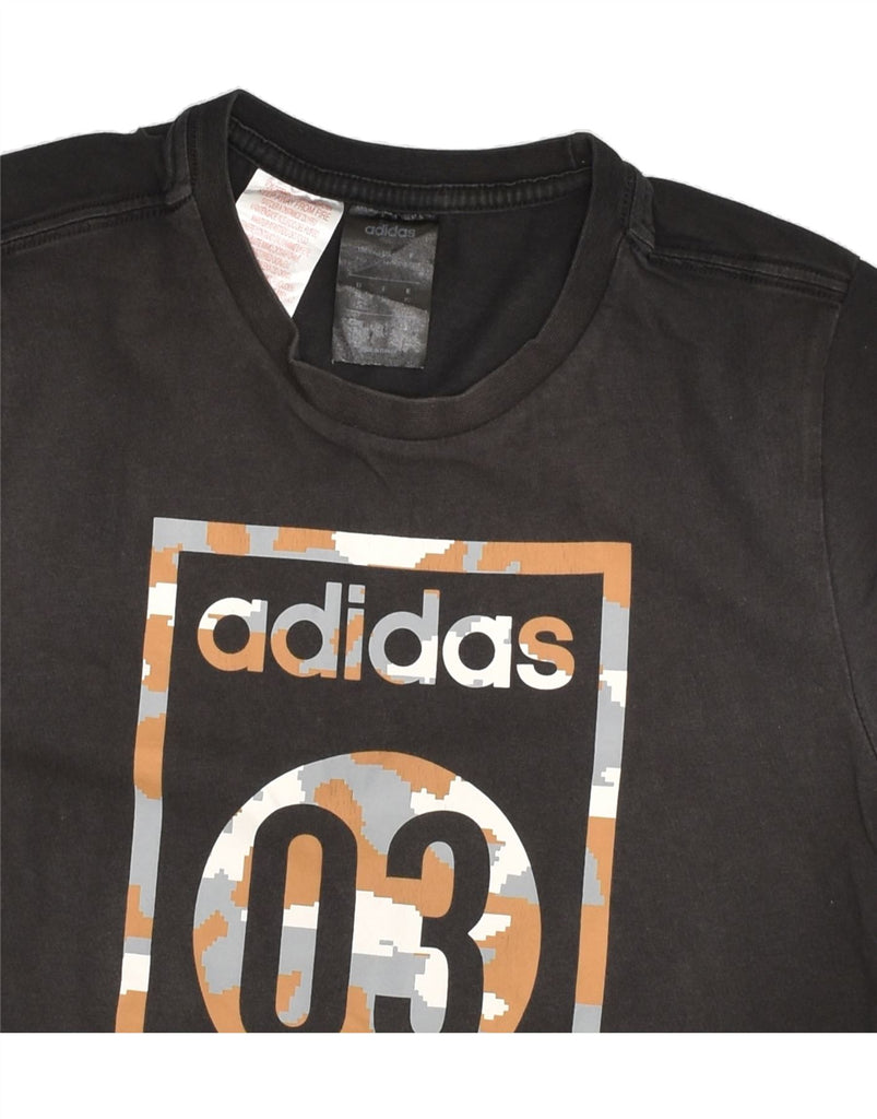 ADIDAS Boys Graphic T-Shirt Top 11-12 Years Black Cotton | Vintage Adidas | Thrift | Second-Hand Adidas | Used Clothing | Messina Hembry 