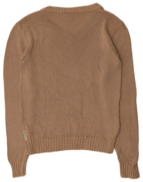 Armani Jeans Womens V-Neck Jumper Sweater UK 14 Large Beige Cotton