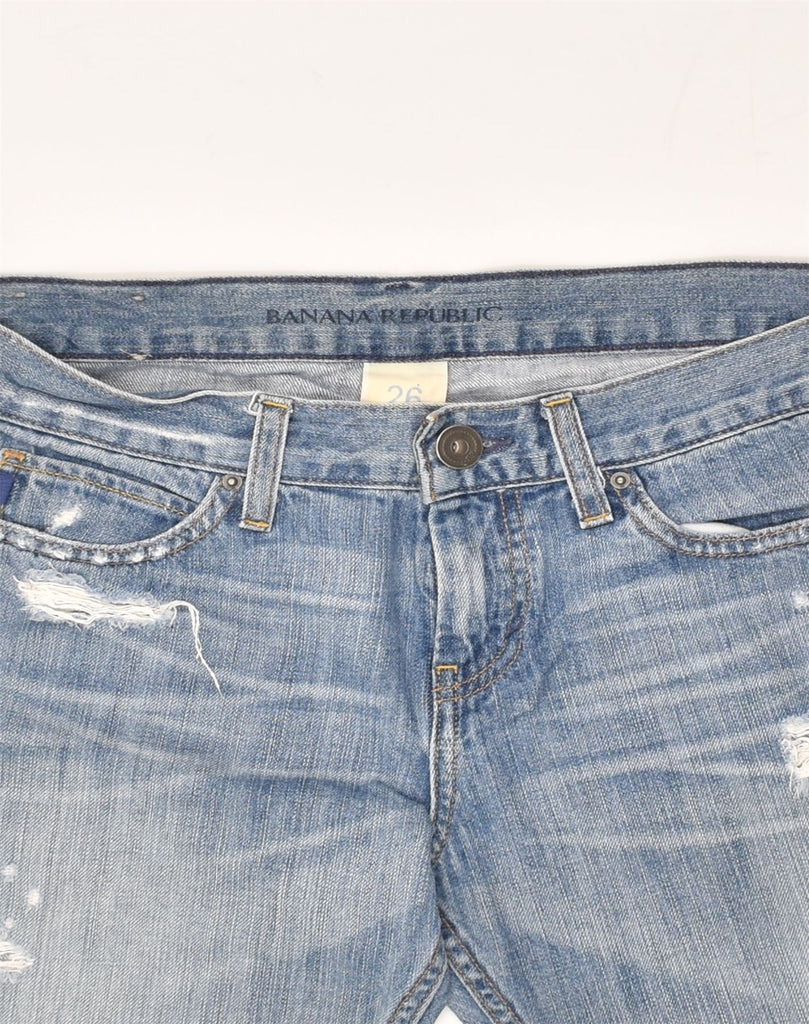 BANANA REPUBLIC Womens Distressed Straight Jeans W26 L32 Blue Cotton | Vintage Banana Republic | Thrift | Second-Hand Banana Republic | Used Clothing | Messina Hembry 