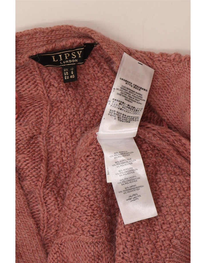 Lipsy Womens Longline Oversized Cardigan Sweater UK 12 Medium Pink Acrylic