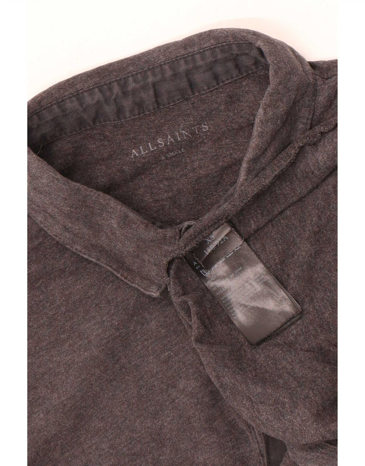 All Saints Mens Polo Shirt XS Grey Cotton