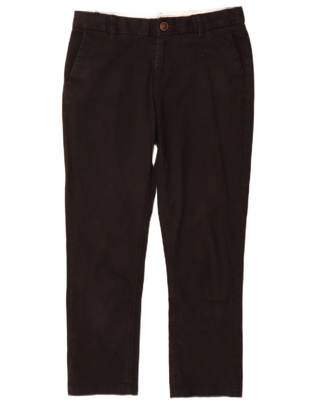 FAT FACE Womens Straight Chino Trousers UK 10 Small W28 L26 Black Cotton