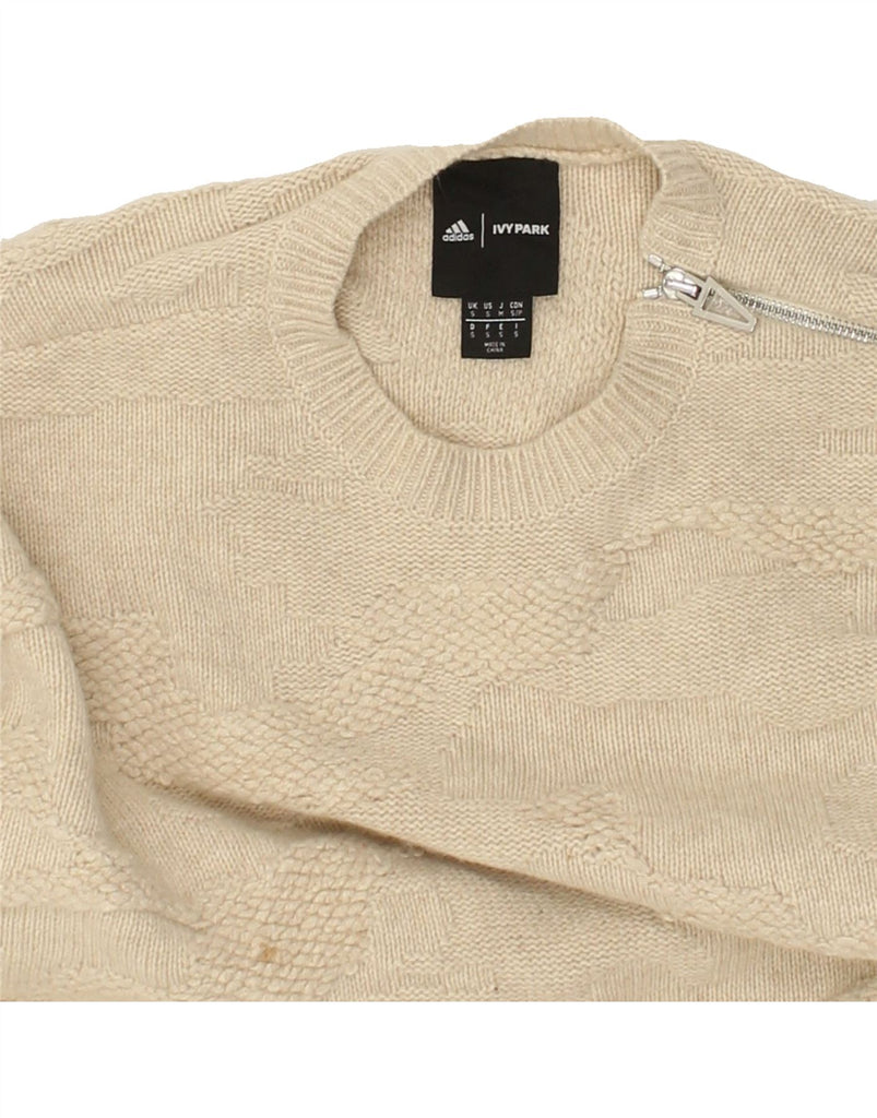 ADIDAS Mens Crew Neck Jumper Sweater Small Beige Wool | Vintage Adidas | Thrift | Second-Hand Adidas | Used Clothing | Messina Hembry 