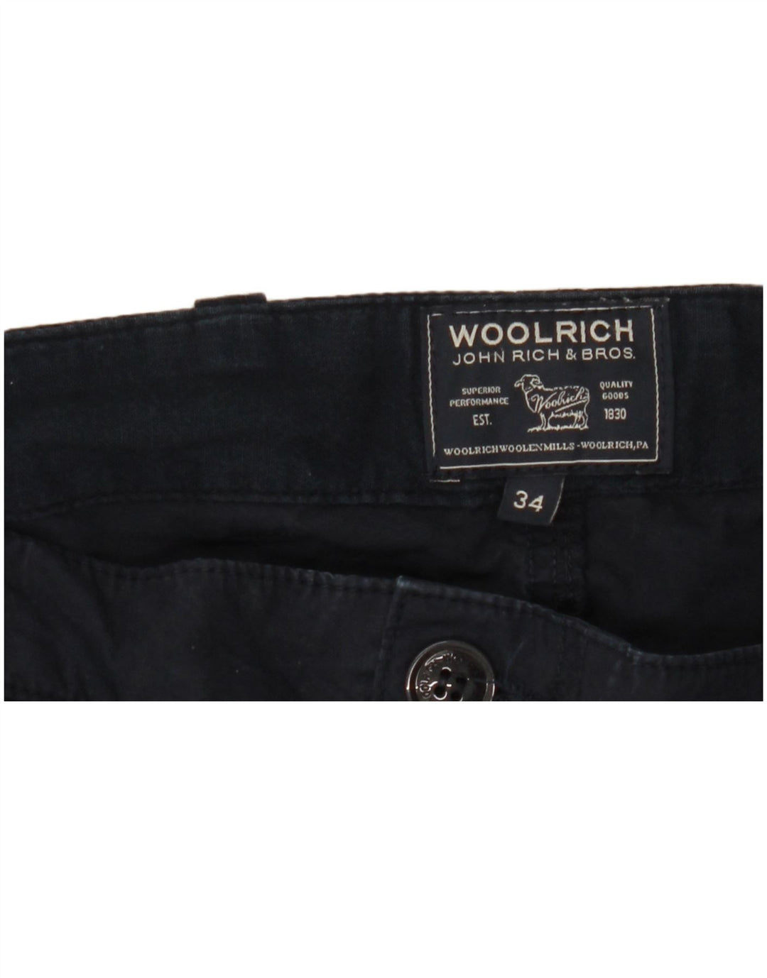 Woolrich Mens Straight Cargo Trousers W34 L27 Navy Blue