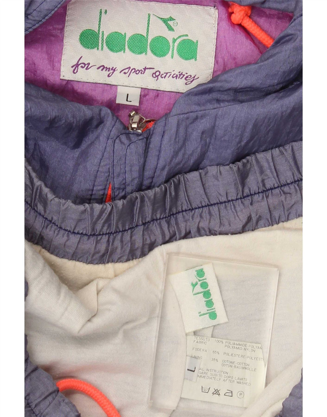 Diadora Womens Graphic Full Tracksuit Large Navy Blue Colourblock