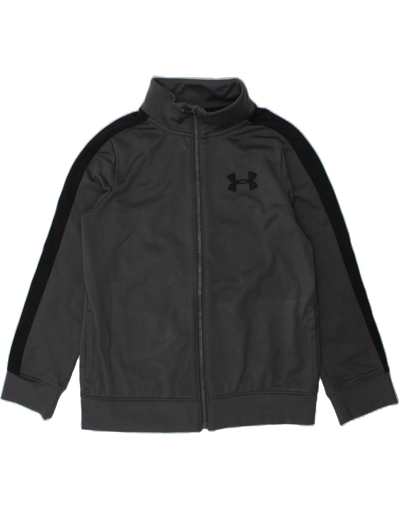 UNDER ARMOUR Boys Tracksuit Top Jacket 7-8 Years Small Grey Colourblock | Vintage Under Armour | Thrift | Second-Hand Under Armour | Used Clothing | Messina Hembry 