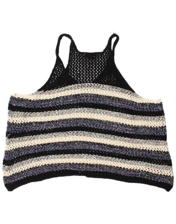 Zara Womens Oversized Sleeveless Blouse Top UK 10 Small Navy Blue Striped