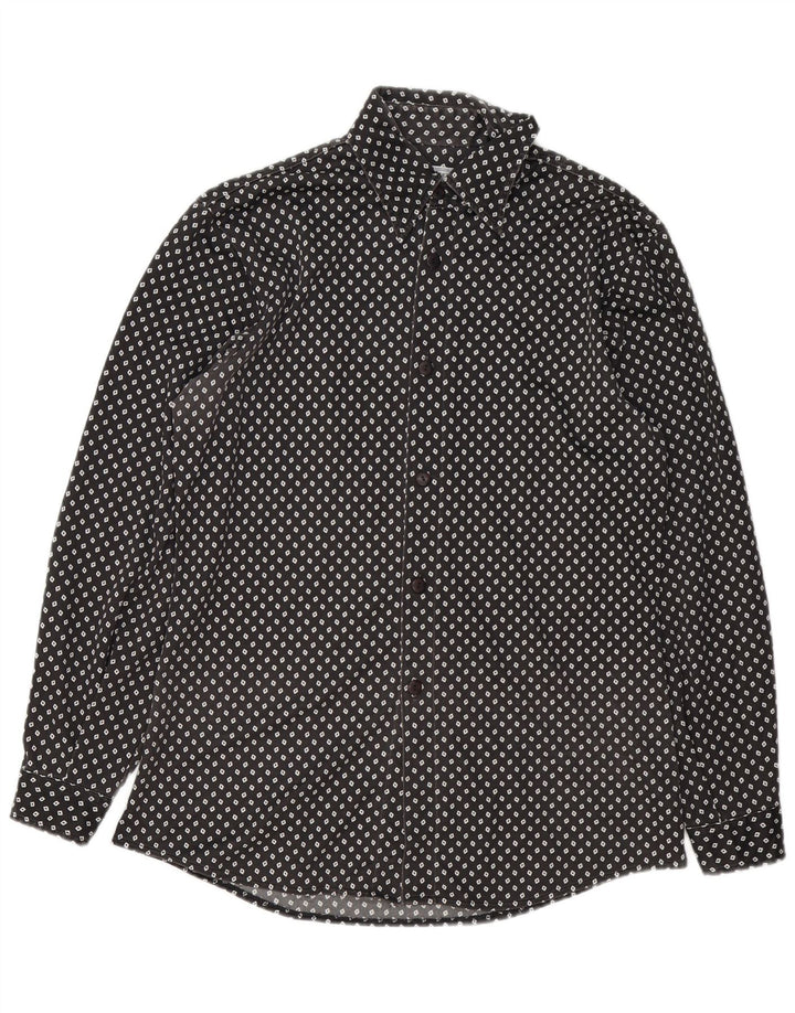 Vintage Mens Shirt Large Black Spotted