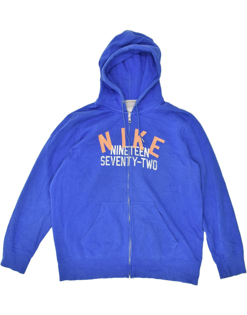 NIKE Mens Graphic Zip Hoodie Sweater XL Blue Cotton Vintage Nike and Second-Hand Nike from Messina Hembry 