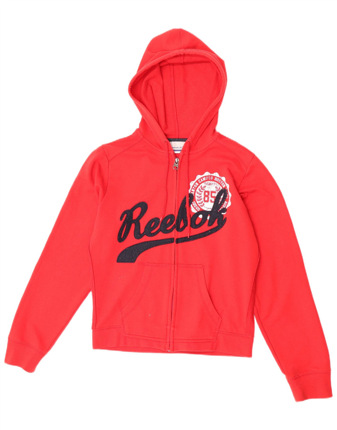 Reebok Womens Graphic Zip Hoodie Sweater UK 14 Medium Red Polyester