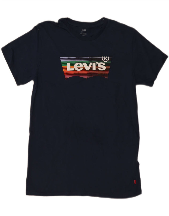 LEVI'S Mens Graphic T-Shirt Top Medium Navy Blue Cotton