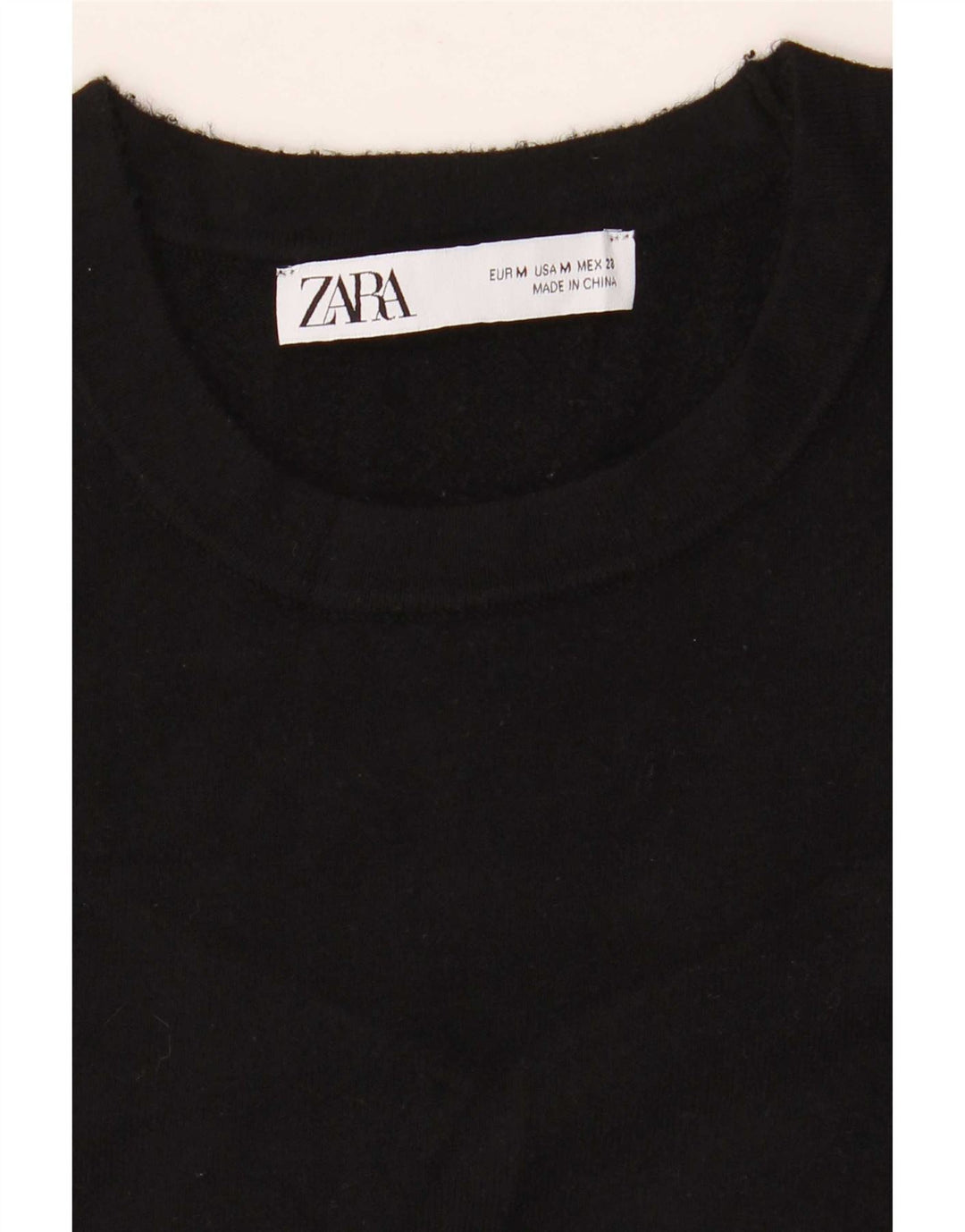 Zara Womens Crew Neck Jumper Sweater UK 12 Medium Black