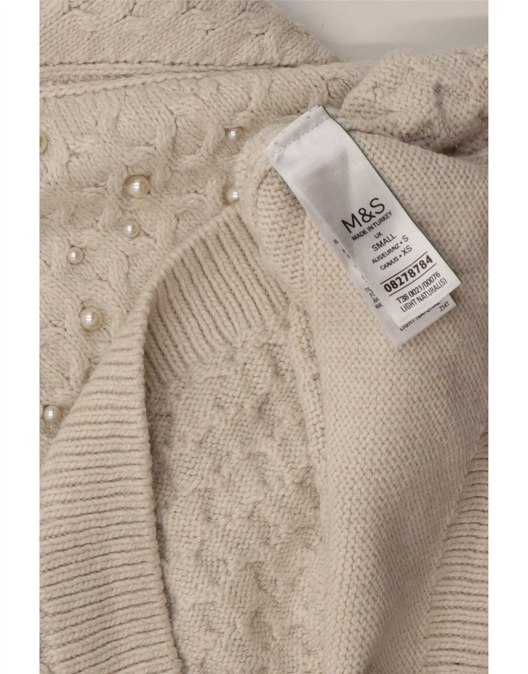 Marks & Spencer Womens Crop Crew Neck Jumper Sweater UK 10 Small Off White