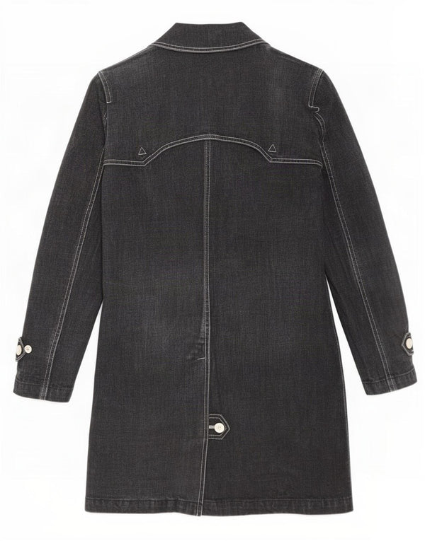 Ralph Lauren Womens Denim Trench Coat UK 10 Small Grey Cotton