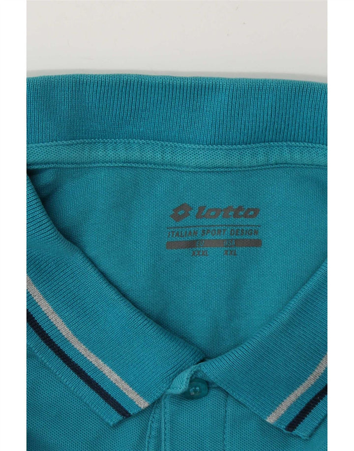 Lotto Mens Polo Shirt 3XL Turquoise Striped
