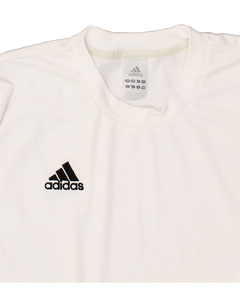 ADIDAS Mens T-Shirt Top Large White Polyester | Vintage Adidas | Thrift | Second-Hand Adidas | Used Clothing | Messina Hembry 