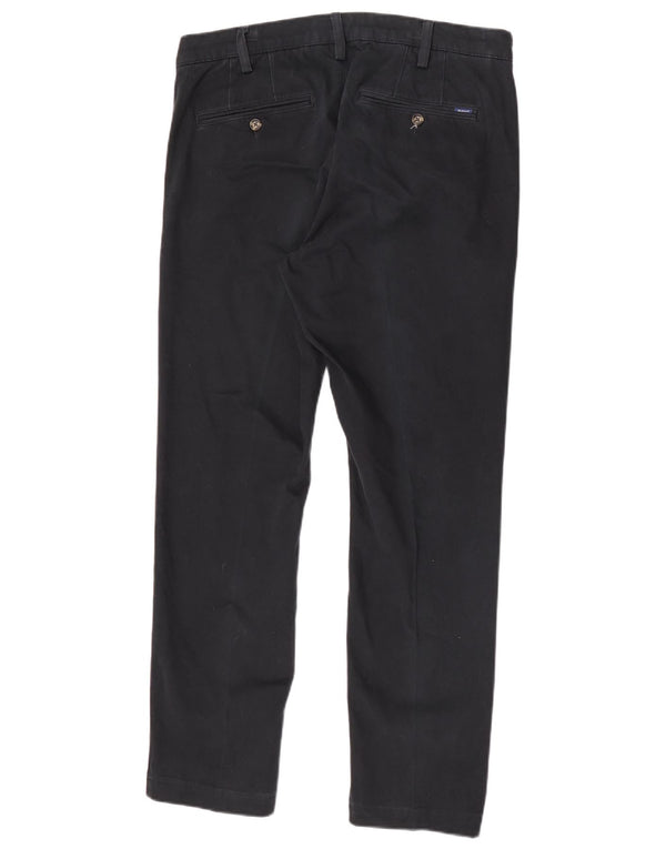 Gant Mens Slim Chino Trousers W34 L30 Navy Blue Cotton