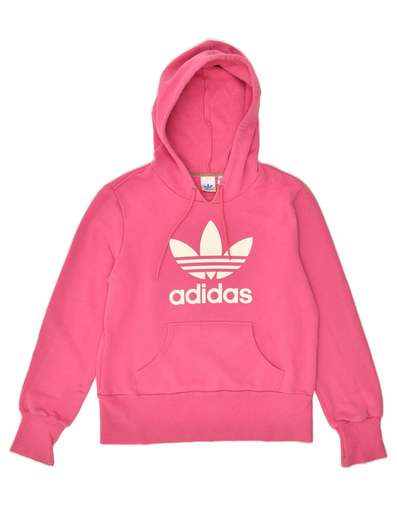 ADIDAS Womens Graphic Hoodie Jumper IT 42 Medium Pink Cotton | Vintage Adidas | Thrift | Second-Hand Adidas | Used Clothing | Messina Hembry 