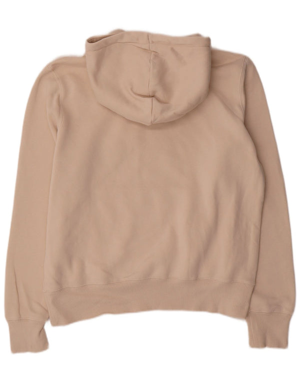 Nike Womens Graphic Hoodie Jumper UK 16 Large Beige Cotton