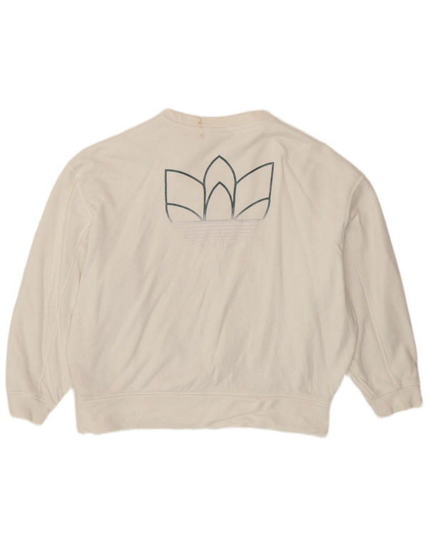 Adidas Womens Graphic Oversized Sweatshirt Jumper UK 10 Small White Sports