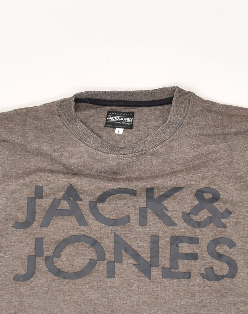 JACK & JONES Mens Graphic Sweatshirt Jumper Large Grey | Vintage Jack & Jones | Thrift | Second-Hand Jack & Jones | Used Clothing | Messina Hembry 