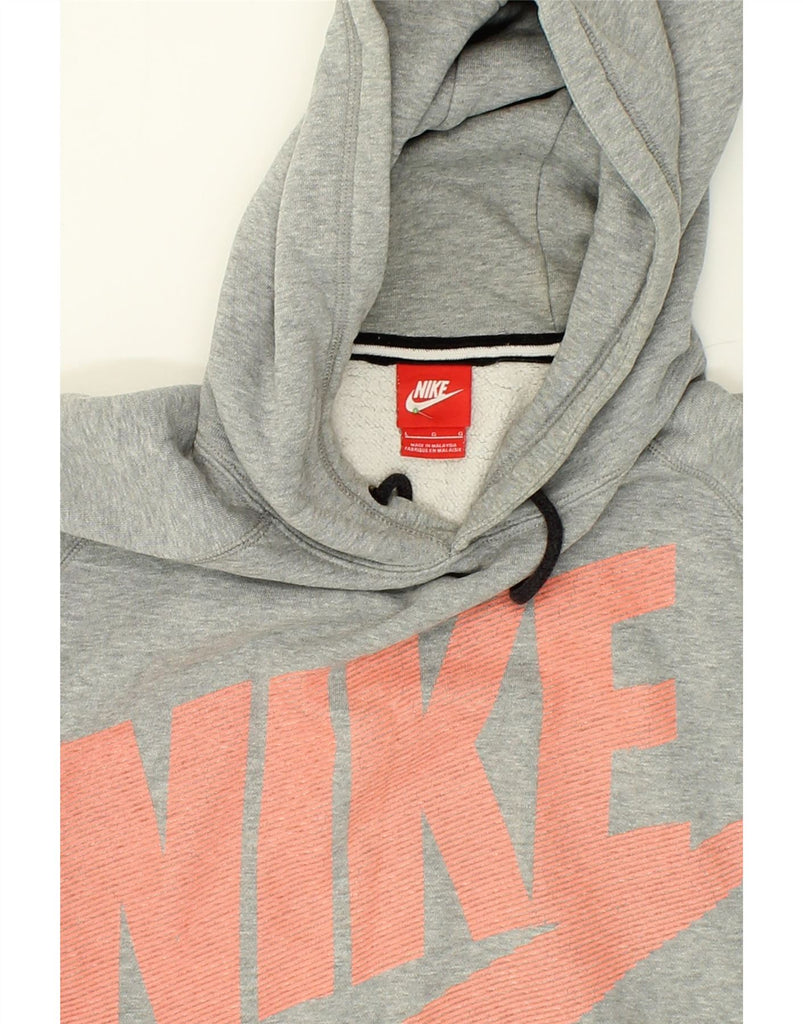NIKE Mens Graphic Hoodie Jumper Large Grey Flecked Cotton | Vintage Nike | Thrift | Second-Hand Nike | Used Clothing | Messina Hembry 