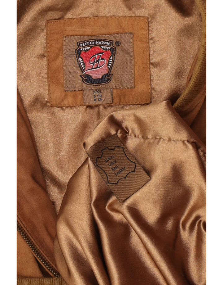 Vintage Mens Bomber Suede Jacket UK 44 2XL Brown Leather
