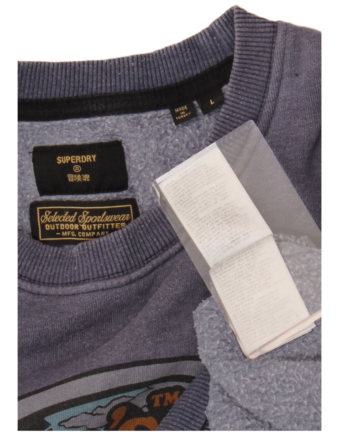 SUPERDRY Mens Graphic Sweatshirt Jumper Large Navy Blue Cotton