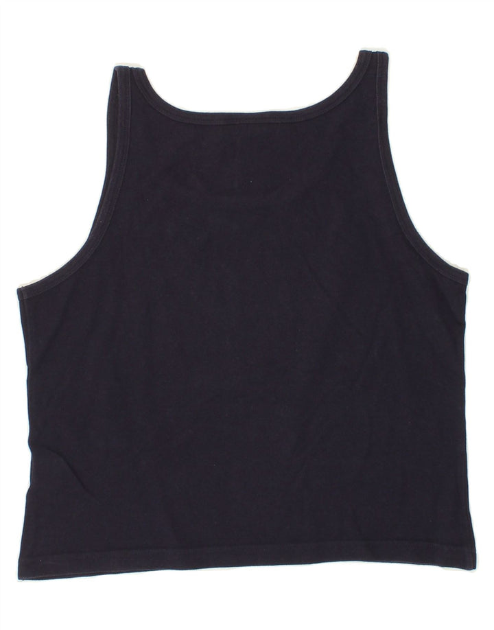 INVICTA Womens Crop Vest Top UK 14 Large Navy Blue Cotton Vintage Invicta and Second-Hand Invicta from Messina Hembry 