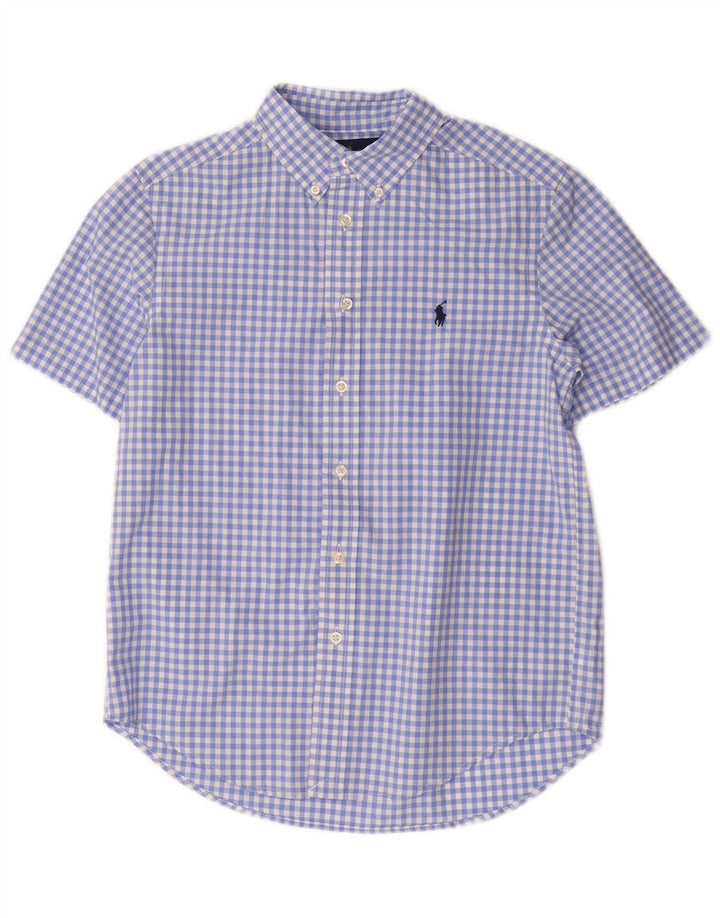 Ralph Lauren Boys Short Sleeve Shirt 10-11 Years Medium Blue Gingham Cotton