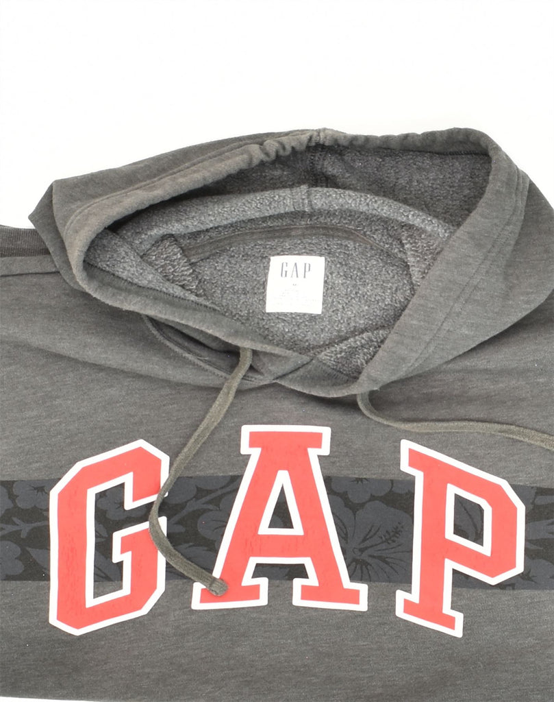 GAP Mens Graphic Hoodie Jumper Medium Grey Cotton | Vintage Gap | Thrift | Second-Hand Gap | Used Clothing | Messina Hembry 