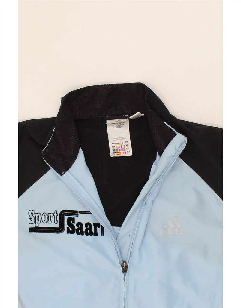 ADIDAS Womens Graphic Tracksuit Top Jacket UK 14 Large  Blue Colourblock Vintage Adidas and Second-Hand Adidas from Messina Hembry 