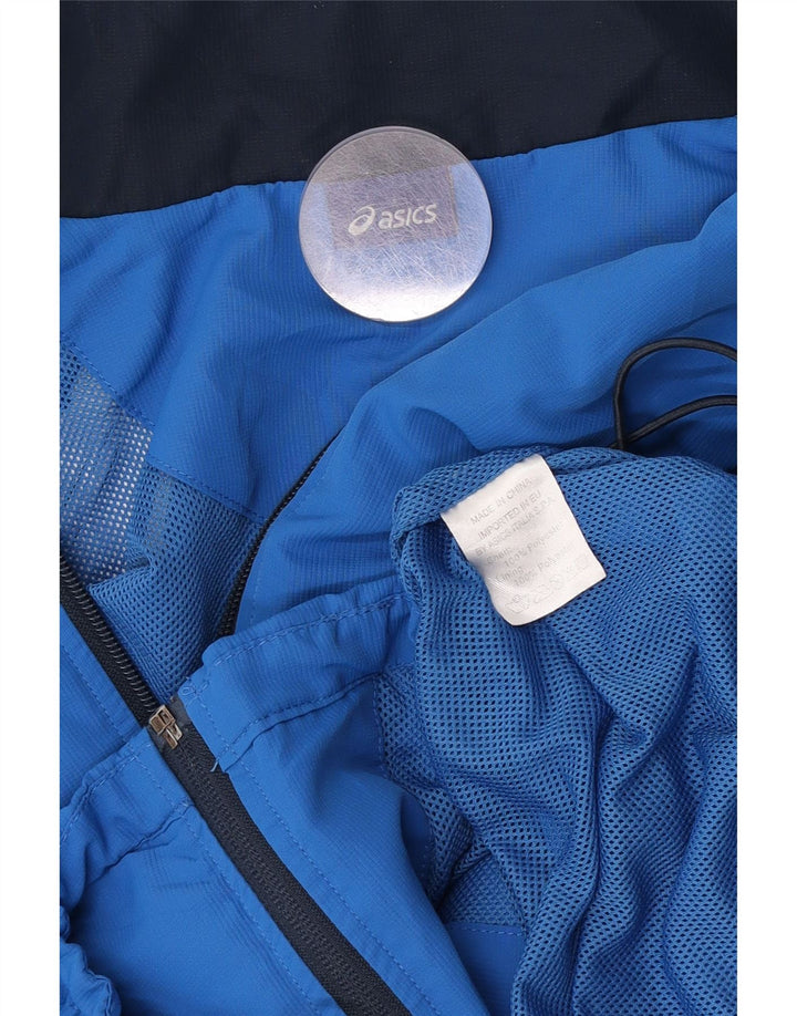 Asics Mens Graphic Tracksuit Top Jacket Medium Blue Colourblock Polyester