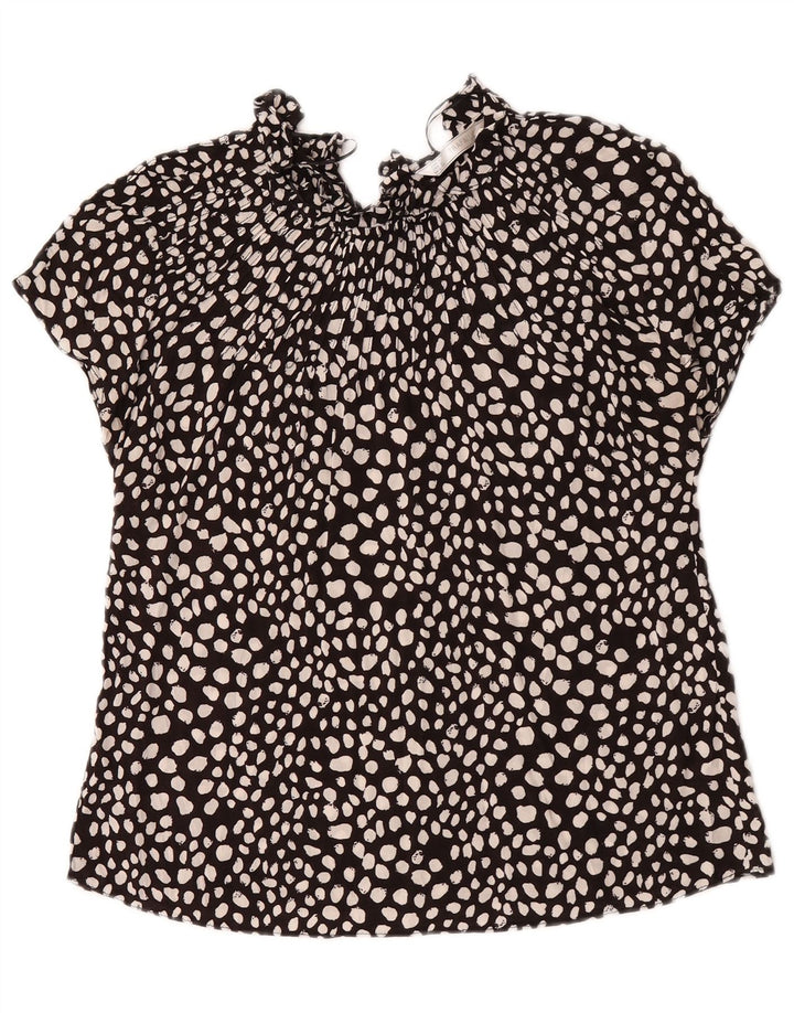 Zara Womens Blouse Top UK 10 Small Black Spotted Viscose
