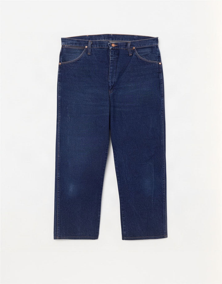 Wrangler Mens Straight Jeans W38 L26 Navy Blue Cotton
