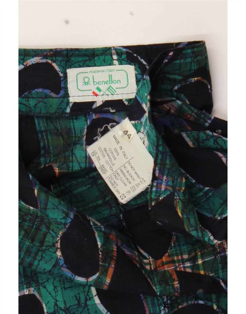BENETTON Womens Pencil Skirt IT 44 Medium W28 Green Paisley Cotton Vintage Benetton and Second-Hand Benetton from Messina Hembry 