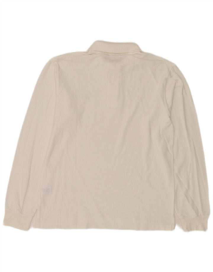 LACOSTE Mens Long Sleeve Polo Shirt Size 3 Small White Cotton